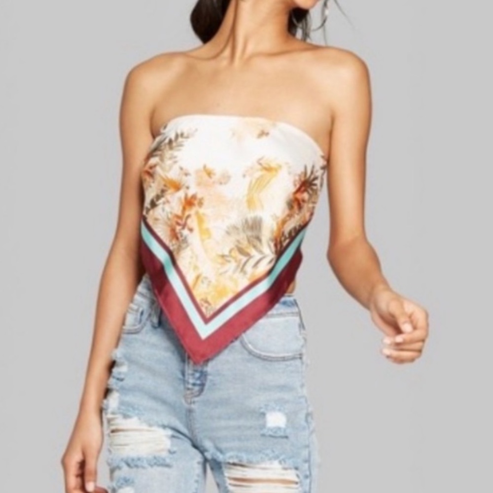Wild Fable Bandeau Floral Elastic Top